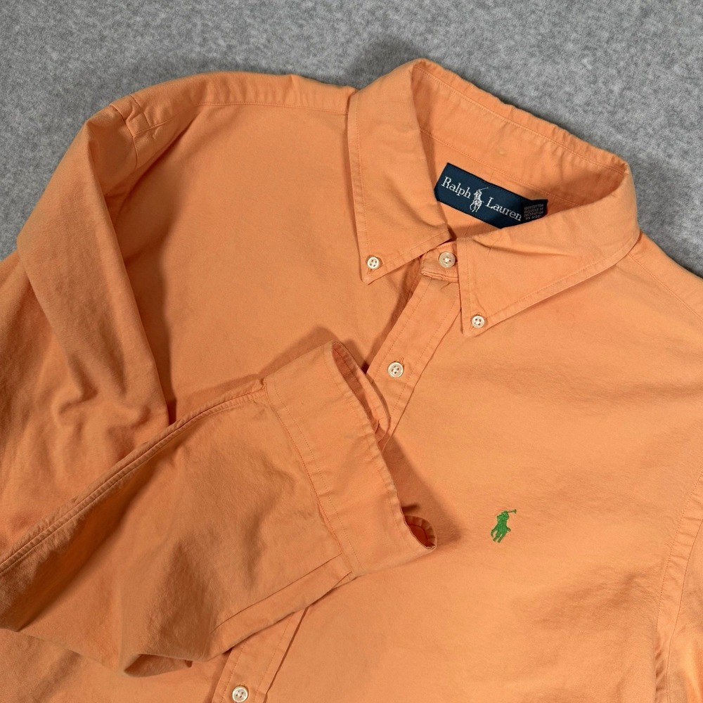 Ralph Lauren Mens XL Orange Solid Button-Down Collar Shirt 32/33 Classic Fit